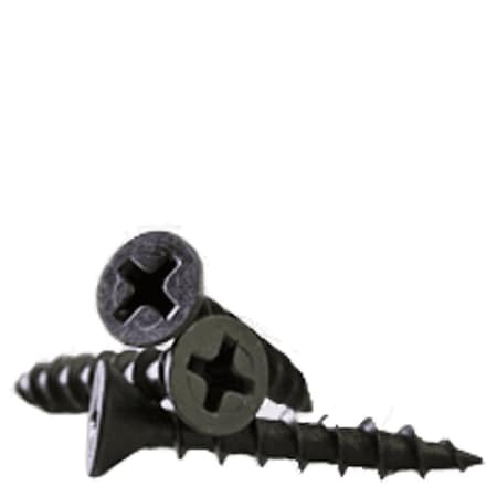 Newport Fasteners Wood Screw, #8, 1-1/4 in, Black Phosphate Case Hardened Steel Flat Head Phillips Drive, 5000 PK 373421-5000